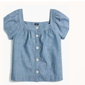 J Crew Square-neck button-front chambray top Size M